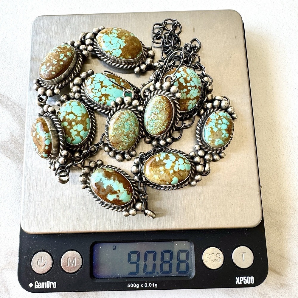Navajo Lariat Y Necklace #8 Mine Turquoise Signed‎ Spencer Sterling Native Amer - Picture 6 of 9